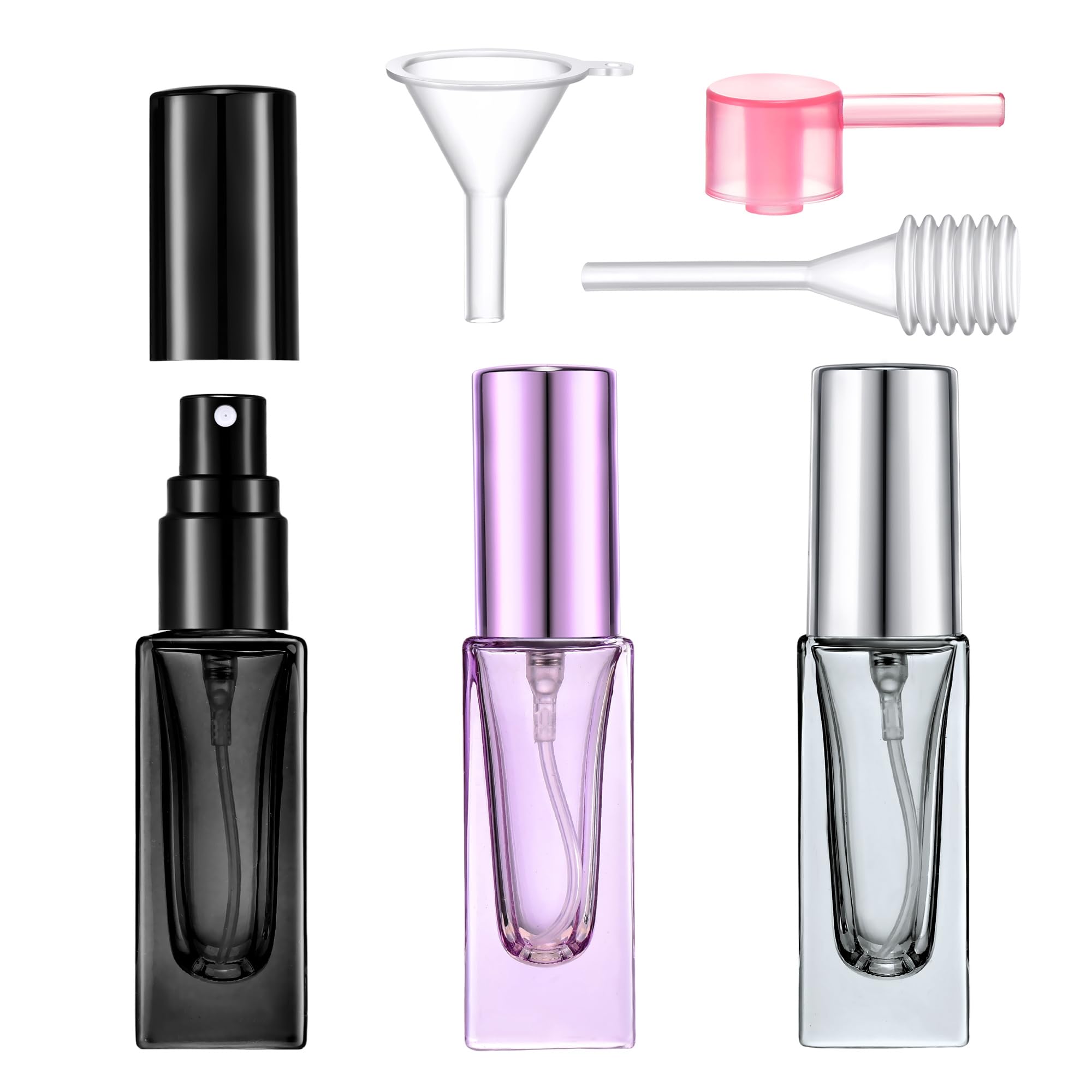 Yikimyfo Travel Perfume Atomizer Refillable, 3 Pcs 5ML/0.17oz Mini Spray Bottles Fine Mist Cologne Travel Bottle Glass Perfume Bottles Empty Travel Size Perfume Refill Bottle