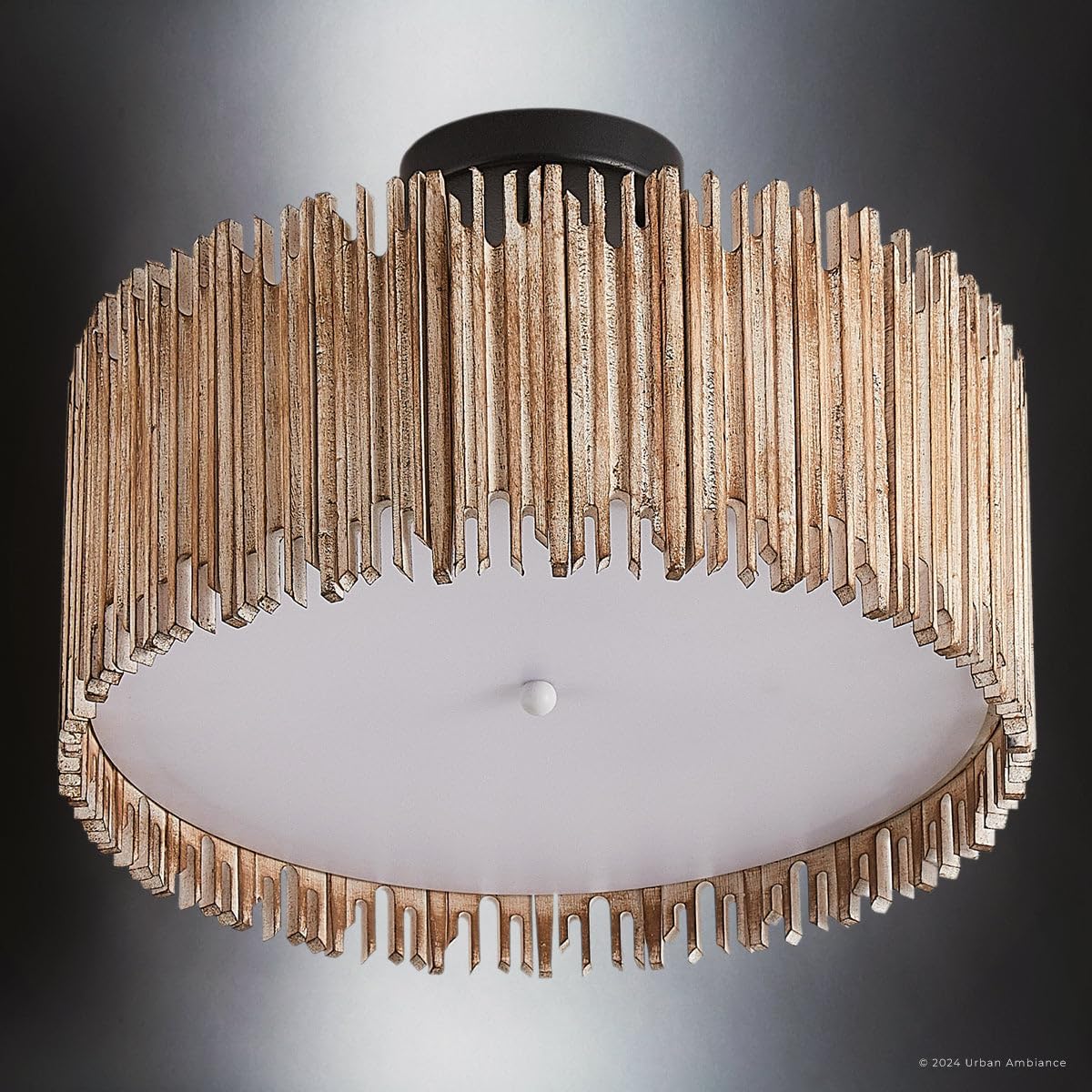 Urban Ambiance Luxury Bohemian Ceiling Fixture, Medium: 10.7''H x 15.5''W, with Natural Style Elements, Natural Finish, ULB2437, Harbor Collection
