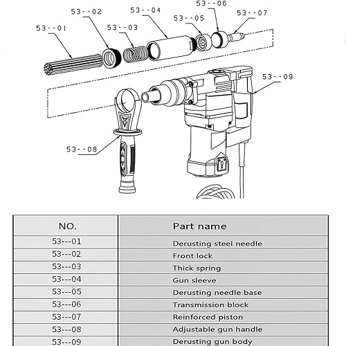 Miniatura 6 de Pistola eléctrica de 1100 W, máquina de limpieza removedor de óxido tipo aguja, escalador de agujas eléctrico para eliminación de óxido, tubo de