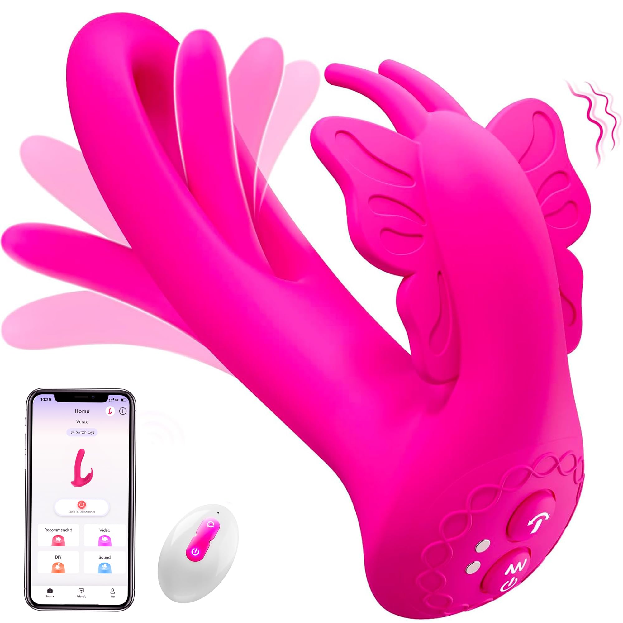 Vibratoreper Donna Professionale Design Cavo, Schiaffeggiare le dita Sex Toys Wireless Vibratori APP & Telecomando, Vibratore Stimolatore per Clitoride Sexytoysys Donna Coppia 9x9 Modalità