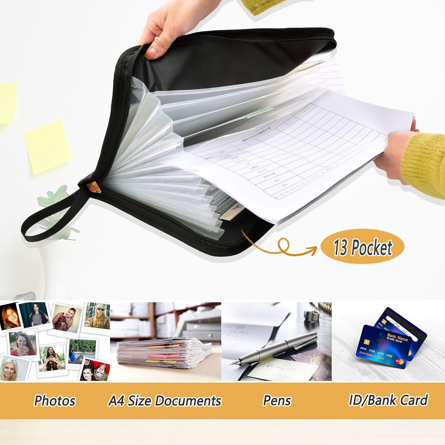 Accordion File Organizer Van Gogh Ducks 13 Pockets Expanding File Folder with Rainbow Labels
