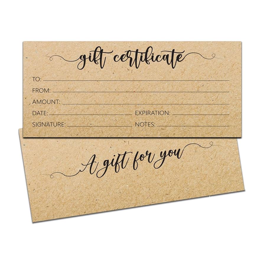 amazon-com-blank-gift-certificates-for-business-25-rustic-gift-certificate-cards-with-for-spa-salon-restaurants-custom-client-vouchers-for-birthday-4x9-inches-work-gift-card-kraft-design-office-products for Make Your Own Gift Card Free Printable Amazon.com : Blank Gift Certificates for Business - 25 Rustic Gift Certificate Cards with for Spa, Salon, Restaurants, Custom Client Vouchers for Birthday, 4x9 Inches Work Gift Card (Kraft Design) : Office Products for Make Your Own Gift Card Free Printable