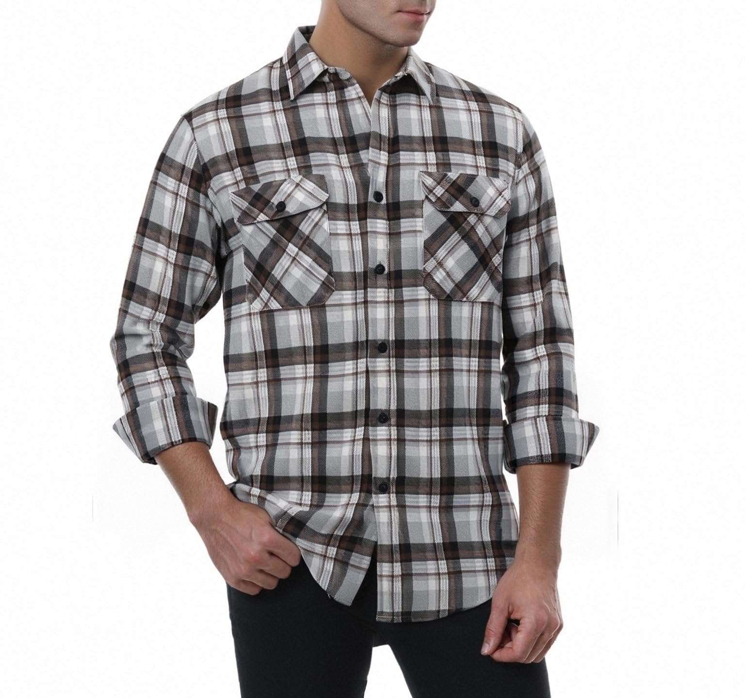 WARHORSEE Flannel Shirt for Men Long Sleeve Button Down Plaid Shirts