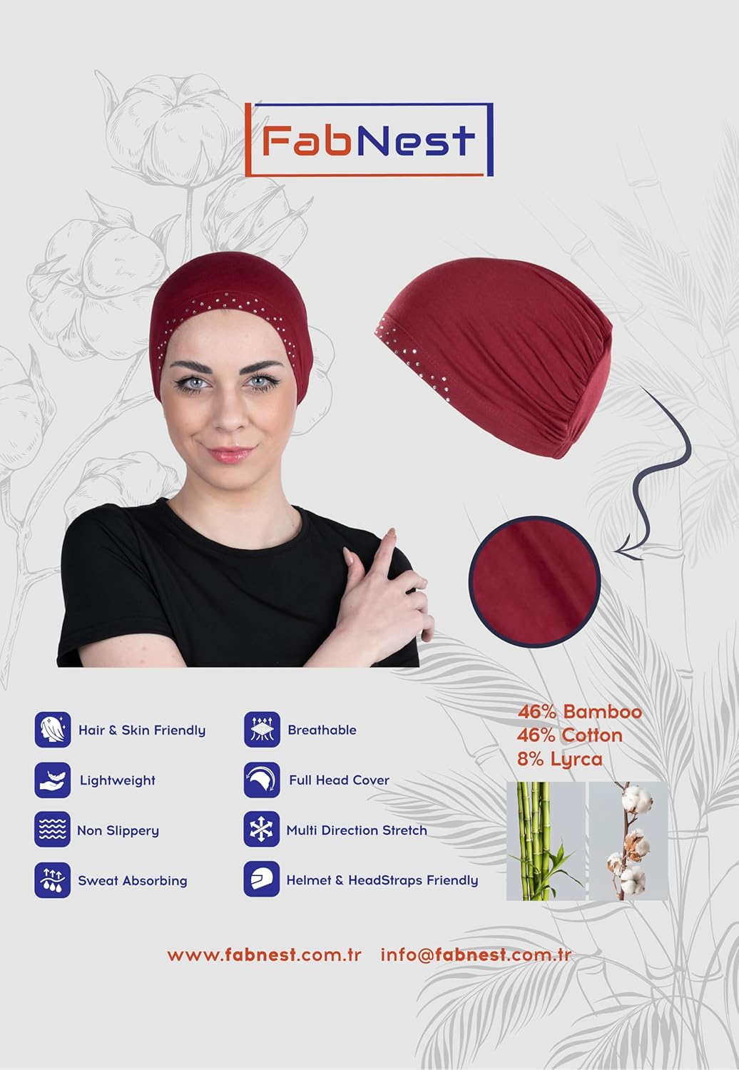 Chemo Headwear for Women Bamboo Cotton Hats for Women Head Scarf for Women's Hair Sleep caps Jewelled Style caps - Image 4