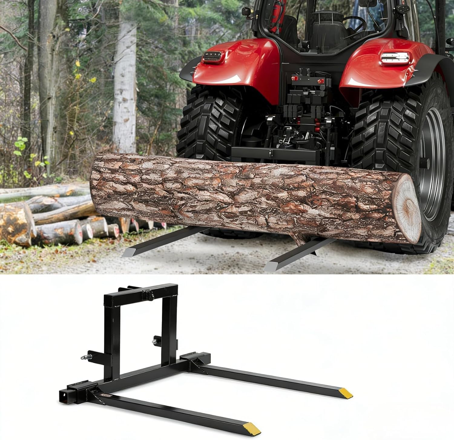 1500 LBS Capacity 3-Point Hitch Pallet Fork for Category 1 Tractors,Heavy Duty Adjustable Pallet Fork Attachment, Skid Steer Style Material Handling, Quick Hitch Compatible – Tractor Accessory
