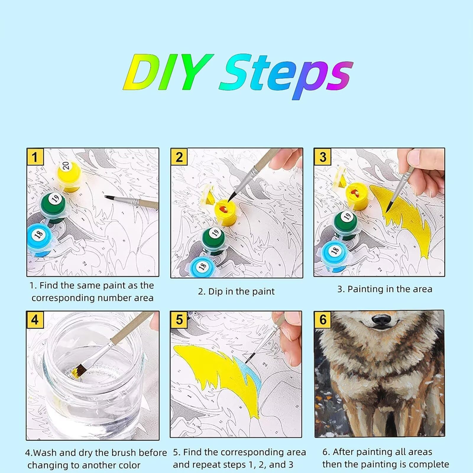 Kit de pintura de lobo por números para adultos, pintura de otoño por números, manualidades para adultos, kits de arte de pintura al óleo con pinceles y acrílico para decoración de Kit de pintura de lobo por números para adultos, pintura de otoño por números, manualidades para adultos, kits de arte de pintura al óleo con pinceles y acrílico para decoración de