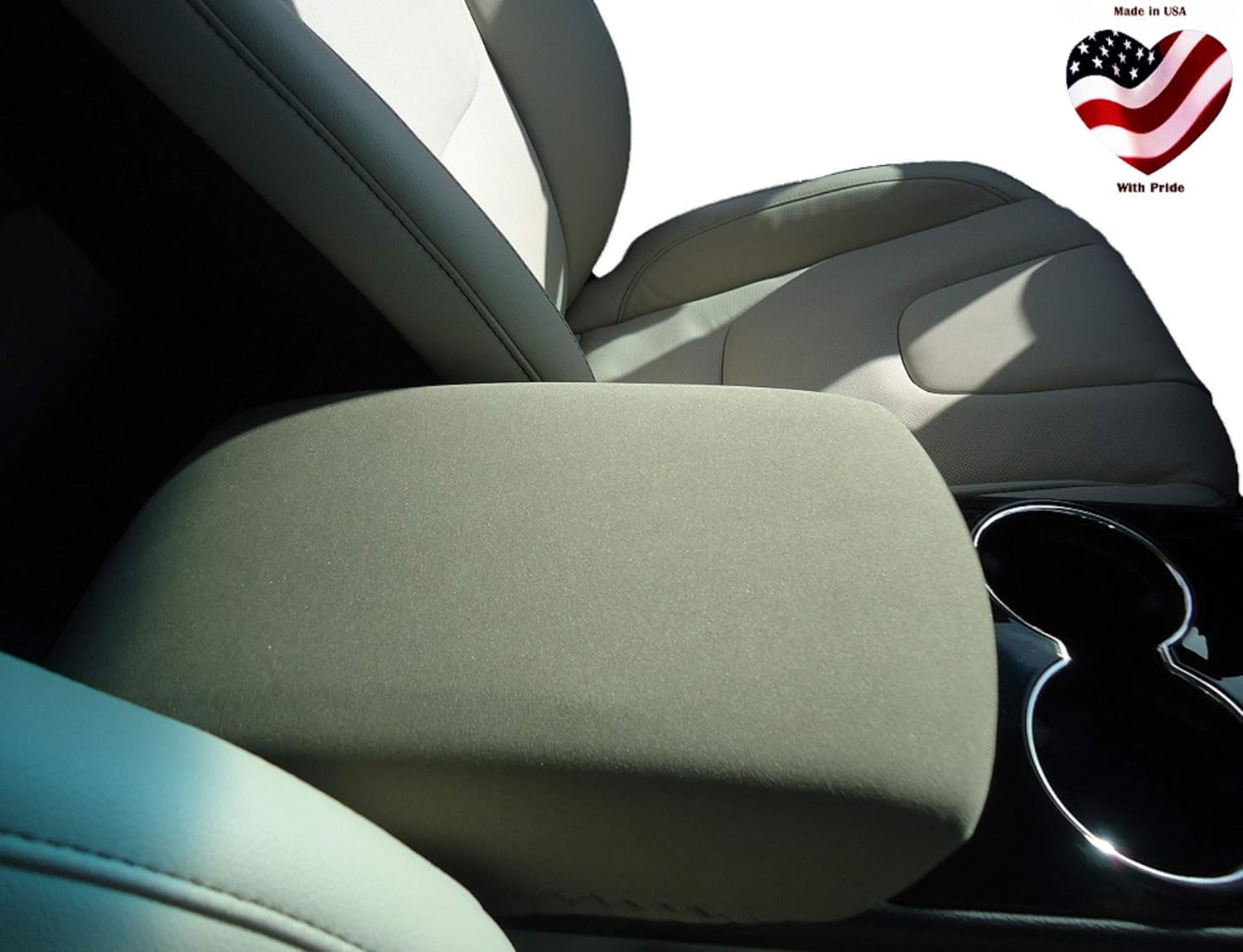 Car Console Covers Plus Designed for Hyundai Kona 2018-2021 Neoprene Auto Armrest Center Console Cover Protector Made in USA Tan