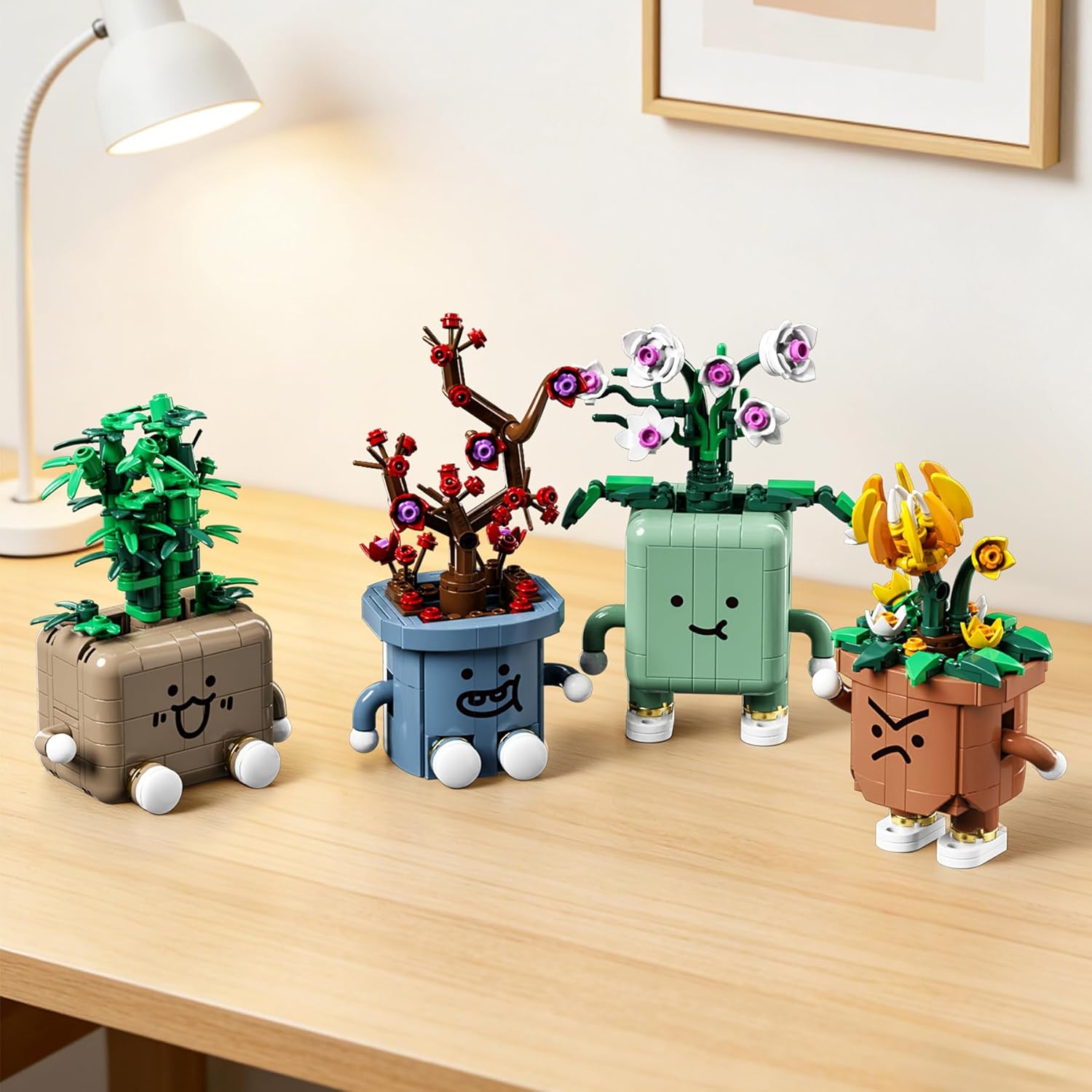 4 Pack Botanicals Flowers Plants Building Set, Botanical Collection Blocks Toy for Adults and Kids DIY Home Desk or Shelf Decor Gift for Valentine’s Day