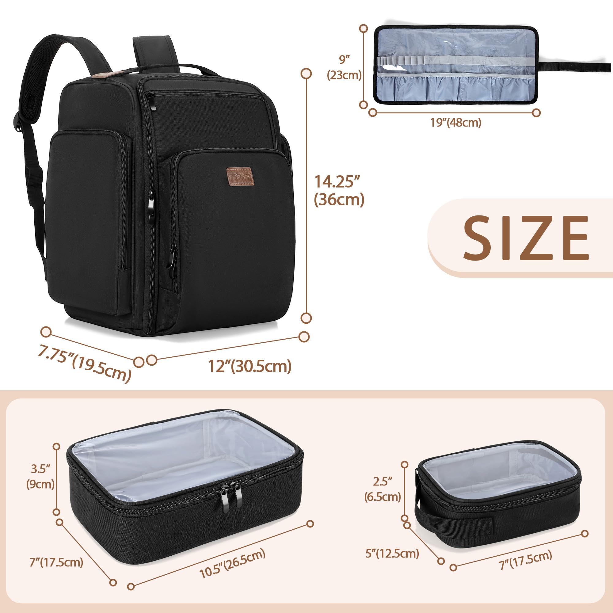 BAFASO Borsa per Cosmetici Zaino, Borsa per il Trucco da Viaggio con Spazio | con 4 Tasche Interne Rimovibili e 1 Borsa per Pennelli per Trucco,(Solo Borsa)