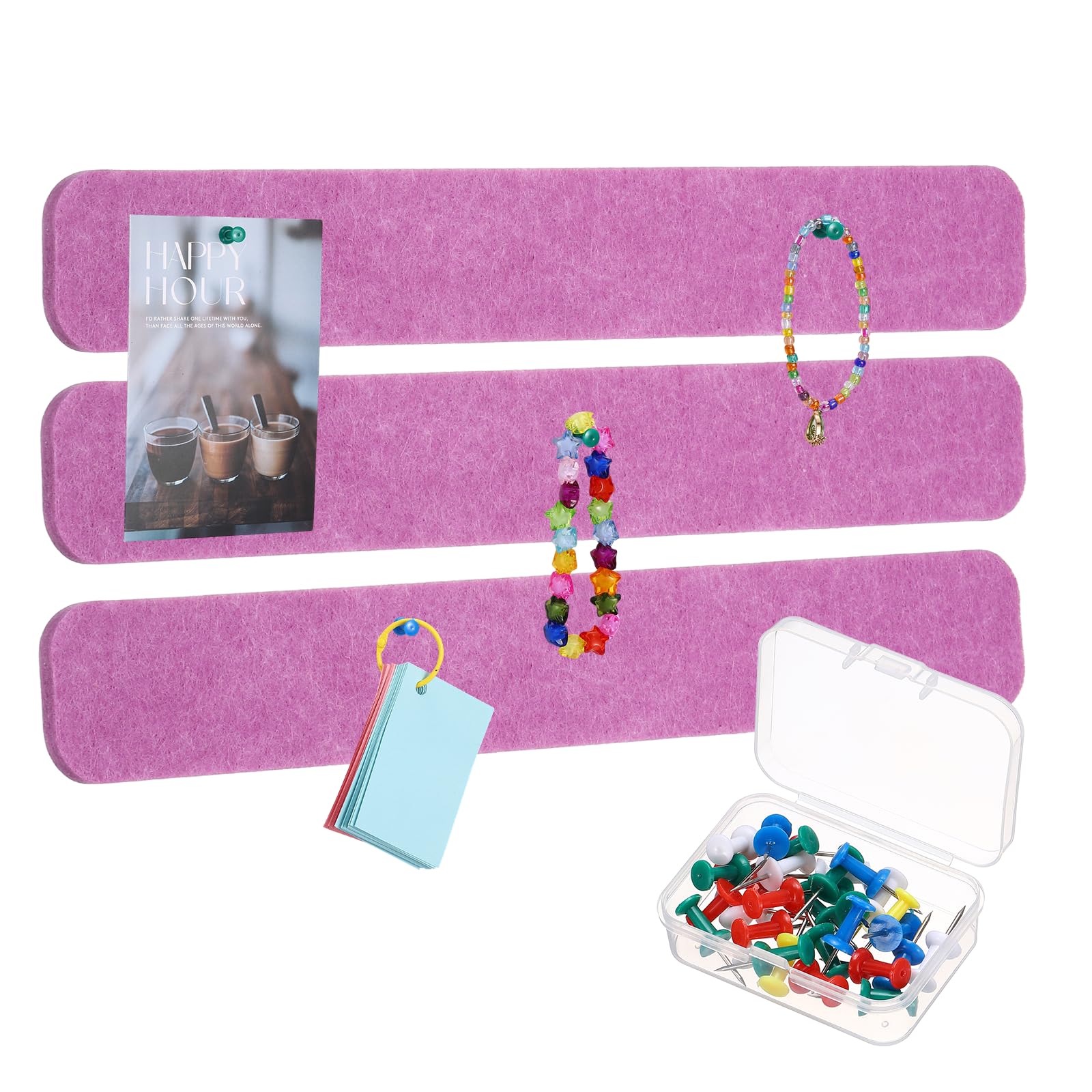 PATIKIL Felt Bulletin Board Bar Strip 3Pk 13" Adhesive Rose
