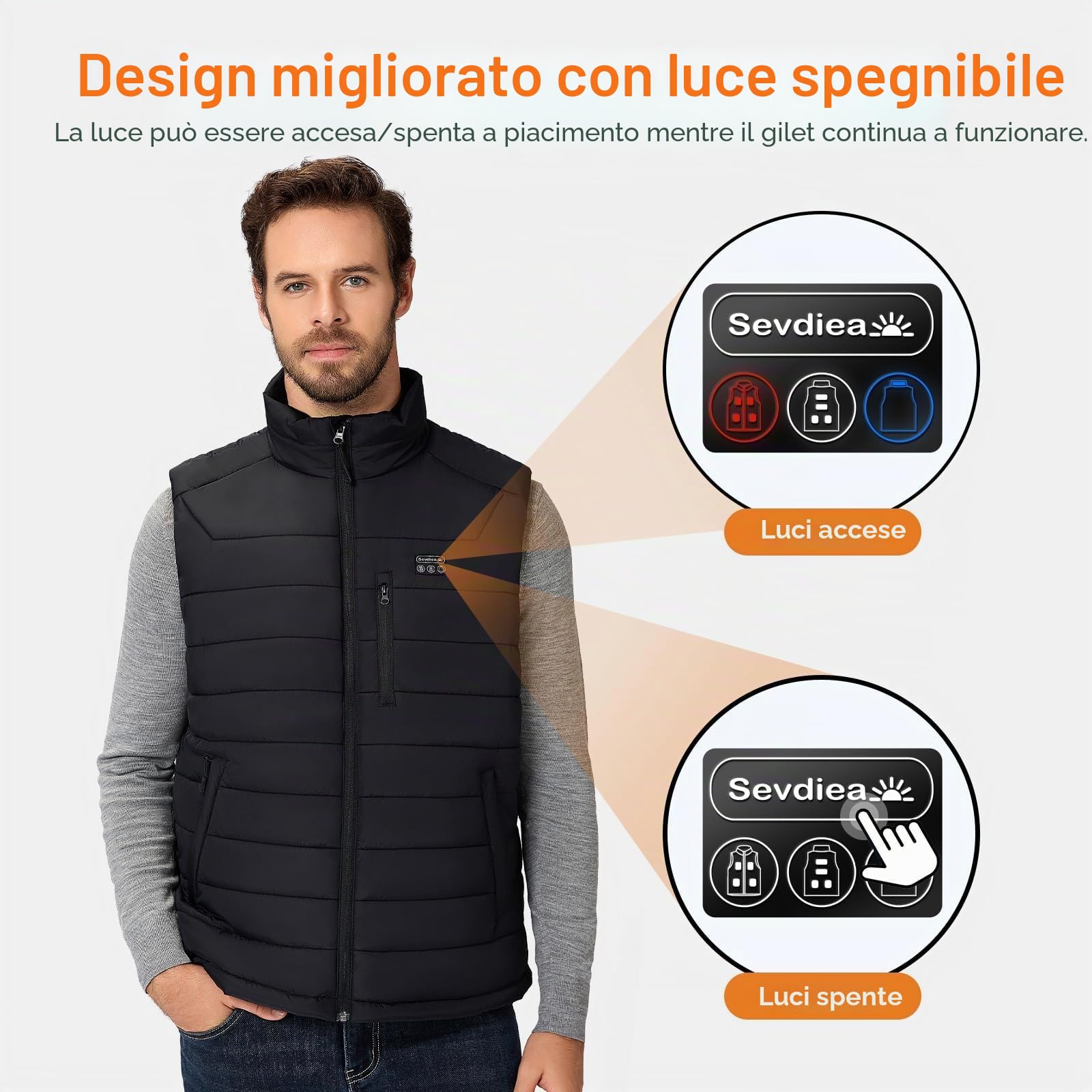 Gilet Riscaldato Uomo con 16000mAh a 7,4V Batteria Inclusa da, Gilet Riscaldato Uomo 9 Zone di Riscaldamento, per Campeggio per sci moto