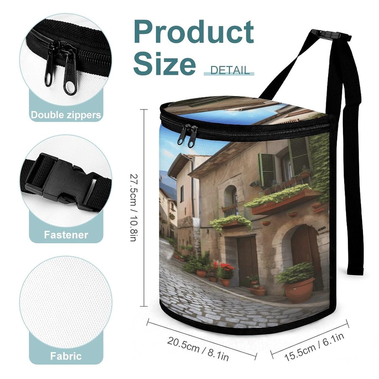 Italian Town Street Car Trash Can 5.4 Gallon Smell Proof Hanging Car Garbage Bag with Lid Multipurpose Vehicle Garbage Organizer Cars Trash Bag for Outdoor Travel Home Use