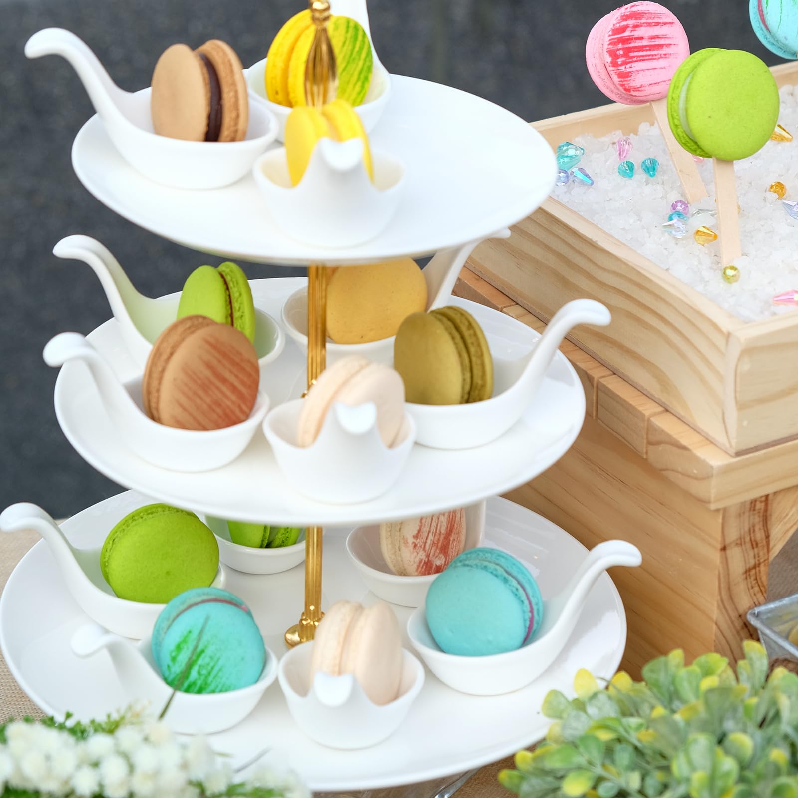 sourcing map Lot de 2 supports à cupcakes à 3 niveaux ronds en acier inoxydable pour table de dessert, fruits, décoration de fête d'anniversaire, argenté