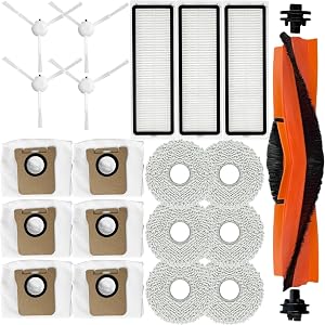 Accessories Kit for Xiaomi X20+ / X20 Plus / X10+ / X10 Plus Robot Vacuum, 1 Main Brush, 3 Filter, 4 Side Brush, 6 Mop Pads, 6 Dust Bag, Replacement Parts Spare Repair Replace Attachments