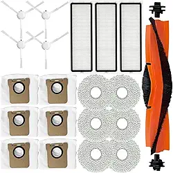 Kit de acessórios para aspirador de pó robô Xiaomi X20+/X20 Plus/X10+/X10 Plus, 1 escova principal, 3 filtros, 4 escovas laterais, 6 almofadas de esfregão, 6 sacos de pó, peças de reposição de