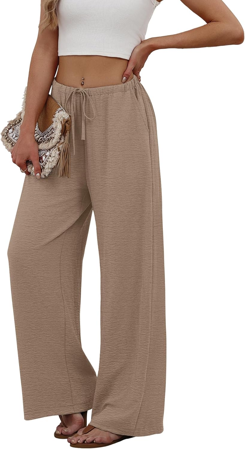 Sampeel Dress Pants for Women Business Casual Outfits Work Office Linen Pants Summer Outfits Plus Size Clothes Spring Beach Vacation Fashion Clothing Khaki L - Image 4