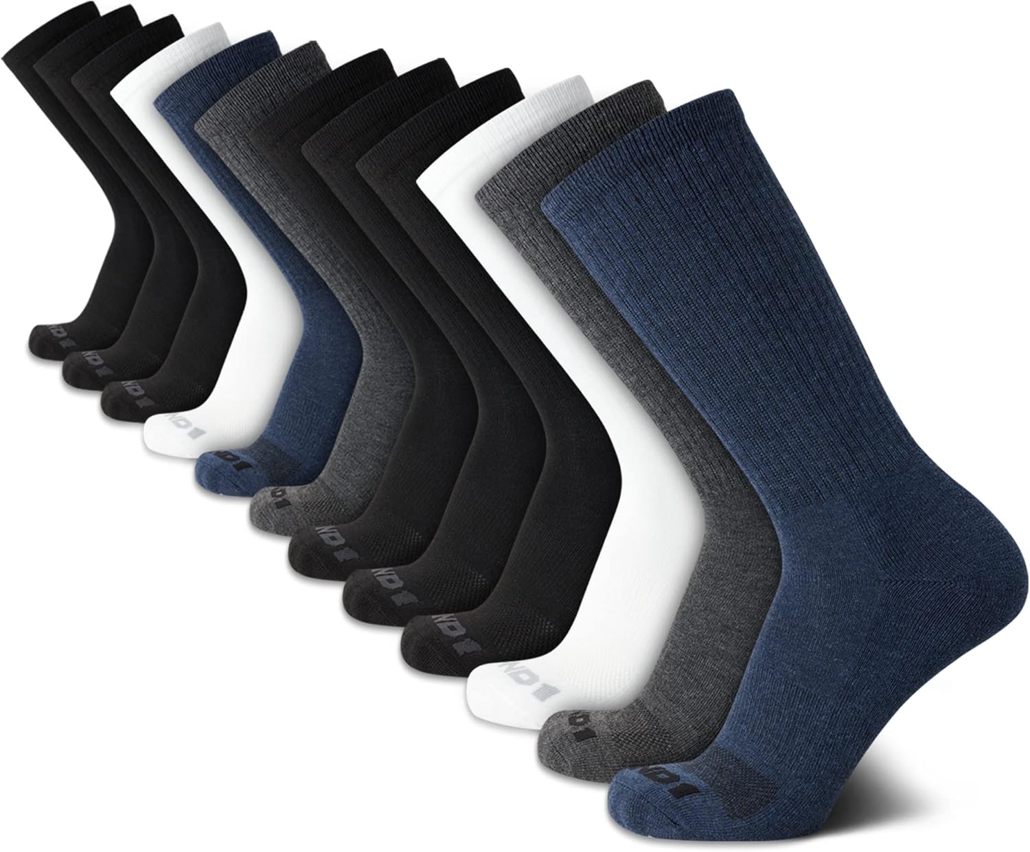 AND1 Mens Crew Socks - 12 Pack Moisture Wicking Cushioned Performance Breathable Athletic Socks for Men (Sizes: 6-12.5)