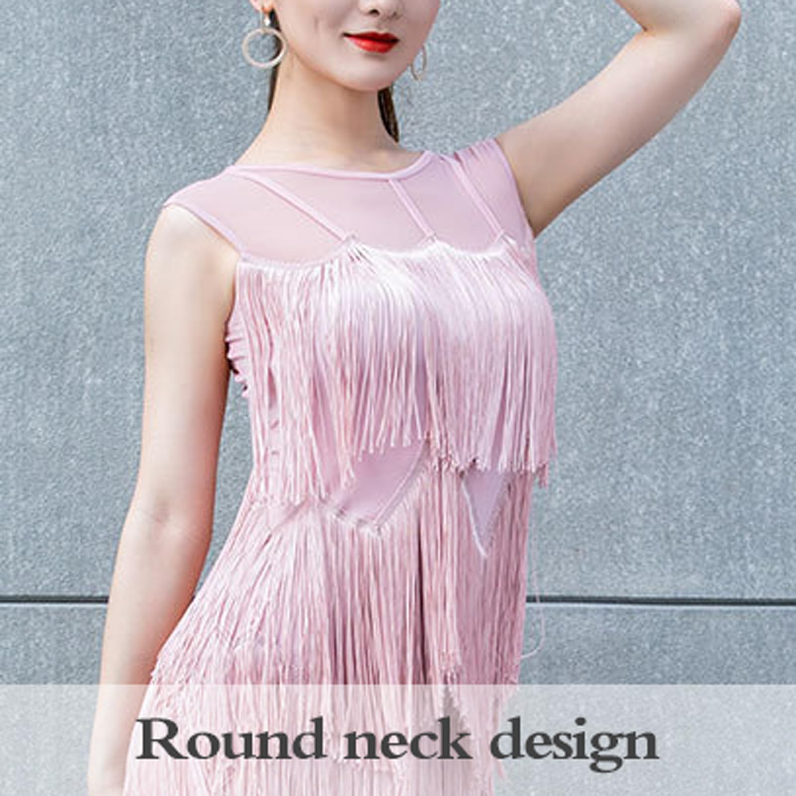 Latein mit fransen tanzen Kleid für Frauen,Ärmelloses Tango Modern Turnierkleid,Klassische Tanzkleid Für Damen,Ärmellos,Für Musikfestival,Lateinamerikanischer Jazz,Tango,Ballsaal