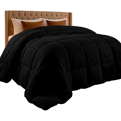Utopia Bedding King Comforter Duvet Insert, Quilted Black Comforter with Corner Tabs, Box Stitched Down Alternative Comforters King Size 90 x 102 inches