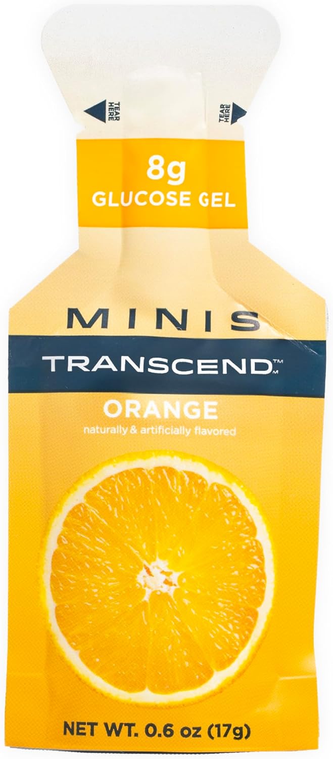 Transcend Foods Mini Strawberry Gel (.6 oz, Pack of 12) Fast-Acting Carb Gel Strawberry Flavor – Travel Size, Caffeine Free, Gluten Free
