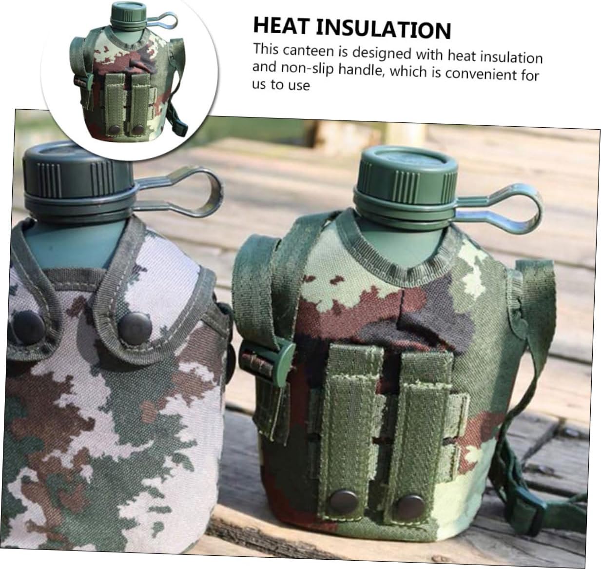 Mipcase 3pcs Portable Water Bottle Insulated Military Canteen for Camping Hiking and Outdoor Activities Made of Strong Cloth and Aluminum Material