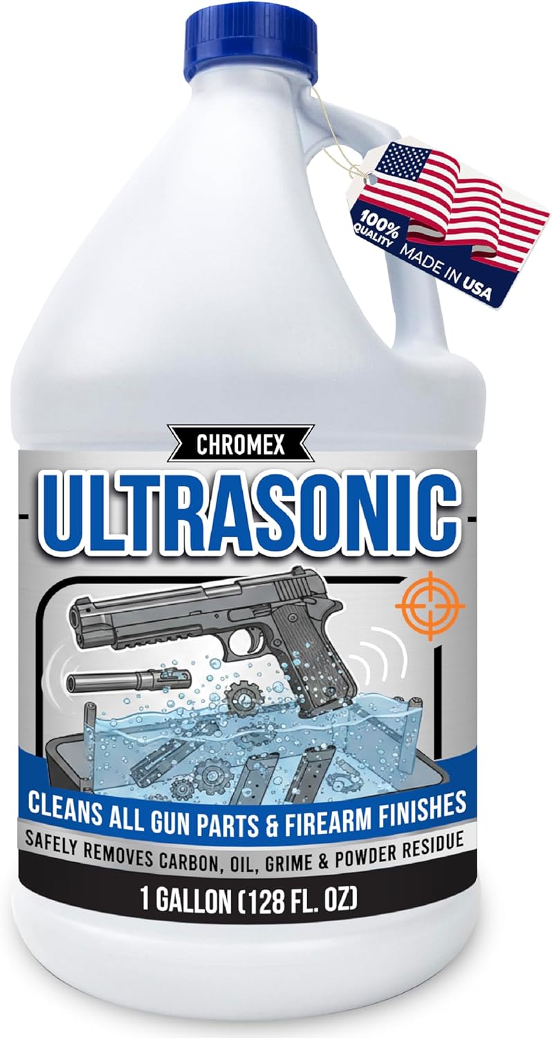 Chromex Ultrasonic Gun Parts Cleaning Solution - Concentrated Firearm Solvent & Carbon Remover - Odorless & Safe on Finishes - 1 Gallon