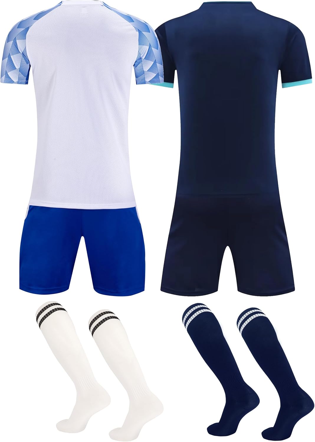 C2M Boys & Girls 2-Pack Soccer Jerseys with Socks Practice Jersey Outfits Football Training Shirt Uniforms - Image 2