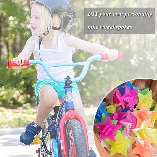 Miniatura 5 de Decoración de radios de rueda de bicicleta, cuentas de radios de rueda de bicicleta coloridas para niños, niñas y adultos, 36 piezas de clip de