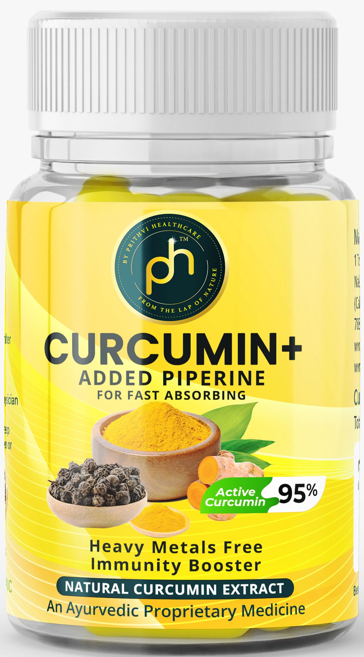 ph PHs Organic Curucumin+ Tablets 500mg with Piperine | 120 Tablets | Heavy metals free 10+ curcumin Turmeric | Immune booster blood thinner Curcumin Tablets-picture-28