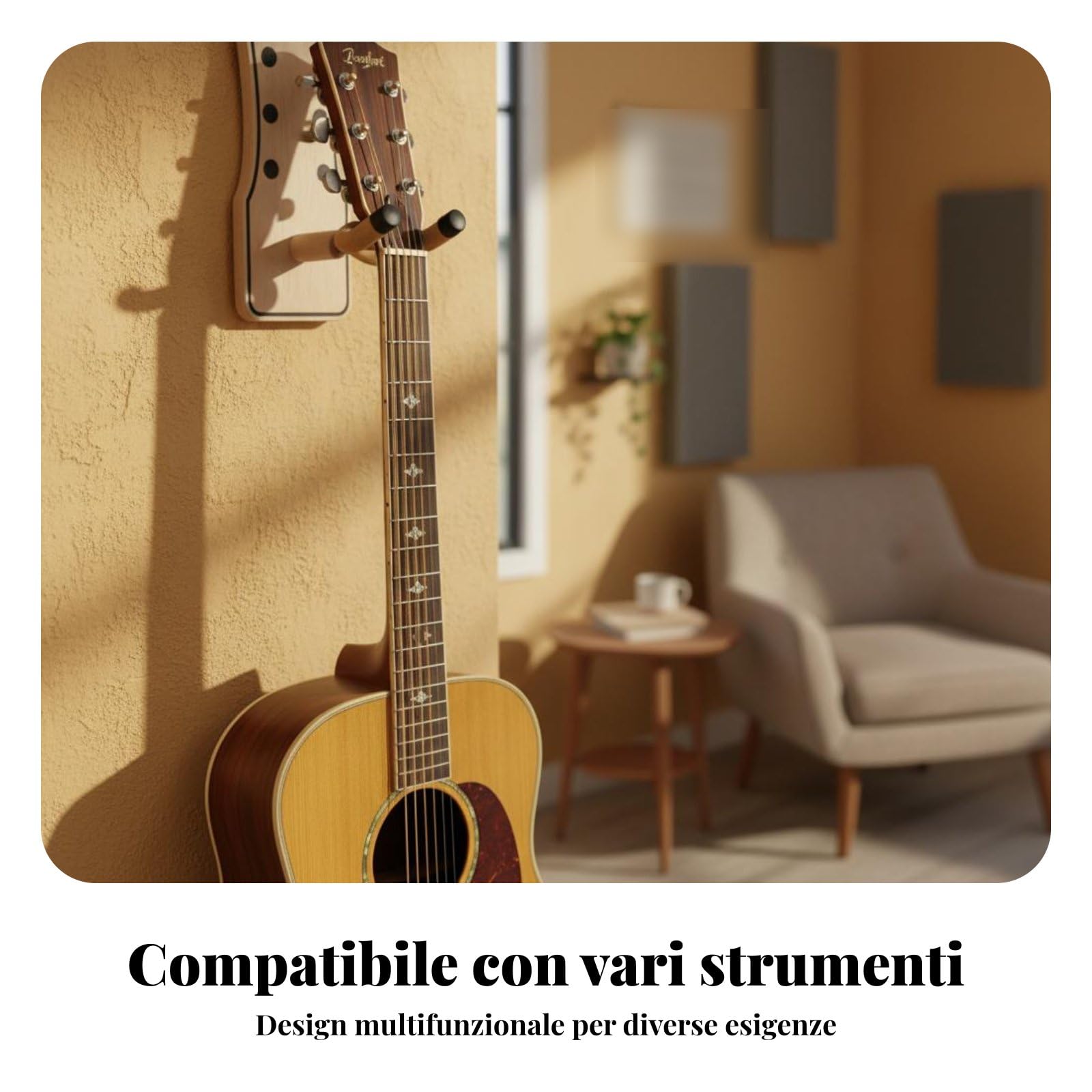 Gancio da Parete per Chitarra Multifunzionale Gancio da Muro per Chitarra Salvaspazio per Musicisti, Palco, Gancio Rgh-12