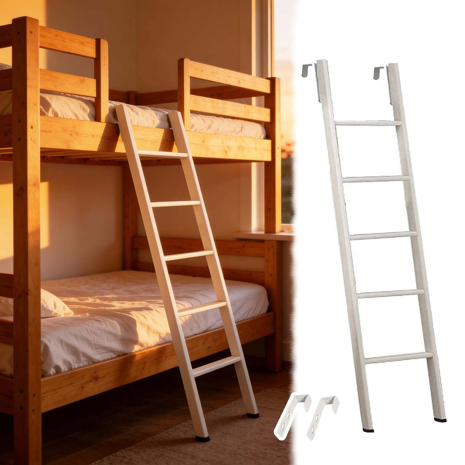 Scaletta regolabile in metallo per letto a castello per casa, scuola e dormitorio, gradino di ricambio per s e camper per letti da 450 pollici, con accessorio sicuro per arrampicata facile