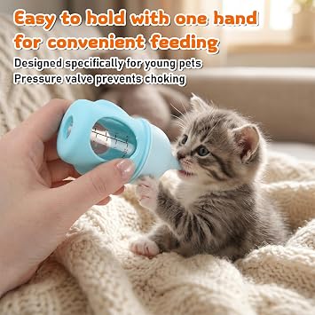 Kitten Bottle for Nursing, Miracle Nipple for Kittens Puppy Kitten Milk Replacement, Silicone Kitten Feeding Bottle for Pregnant Cat Essentials (Blue)