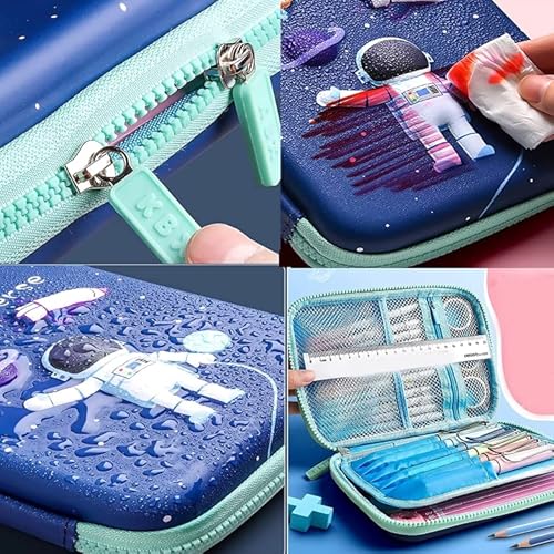 Umadiya Branded 3D Space Design Embossed Eva Cover Pencil Case Compartments, Pencil Pouch, Kids,, Students, Stationery Box, Cosmetic Zip Pouch Bag (1 Unit, Canvas, Multicolor) - Image 3