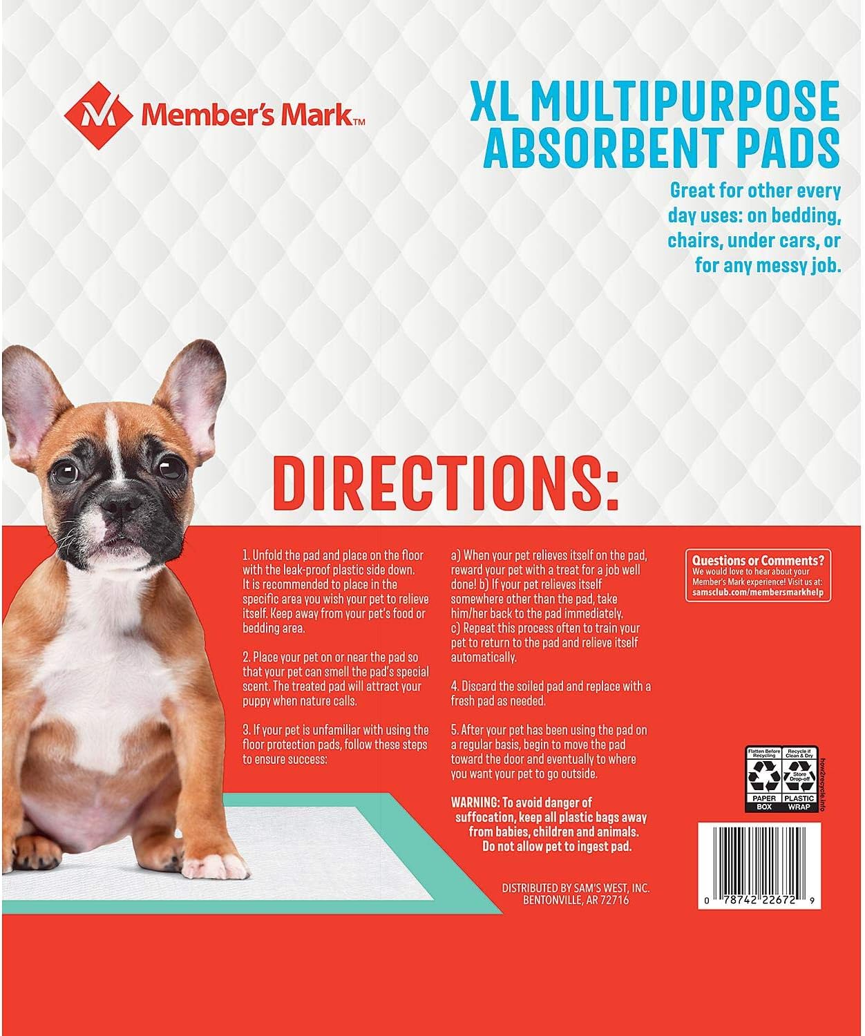 Member's Mark Pet Training Pads, 23" x 24" (120 ct.)