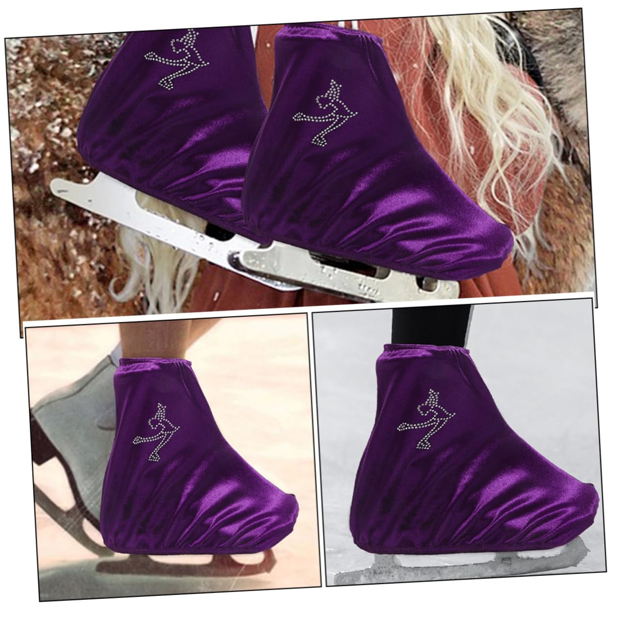BESPORTBLE Fundas para Patines Cubiertas De Patines Resistentes Desgaste Cubierta del Zapato Cubre Botas De Hockey De Patines De Hielo Elásticos Púrpura Poliéster