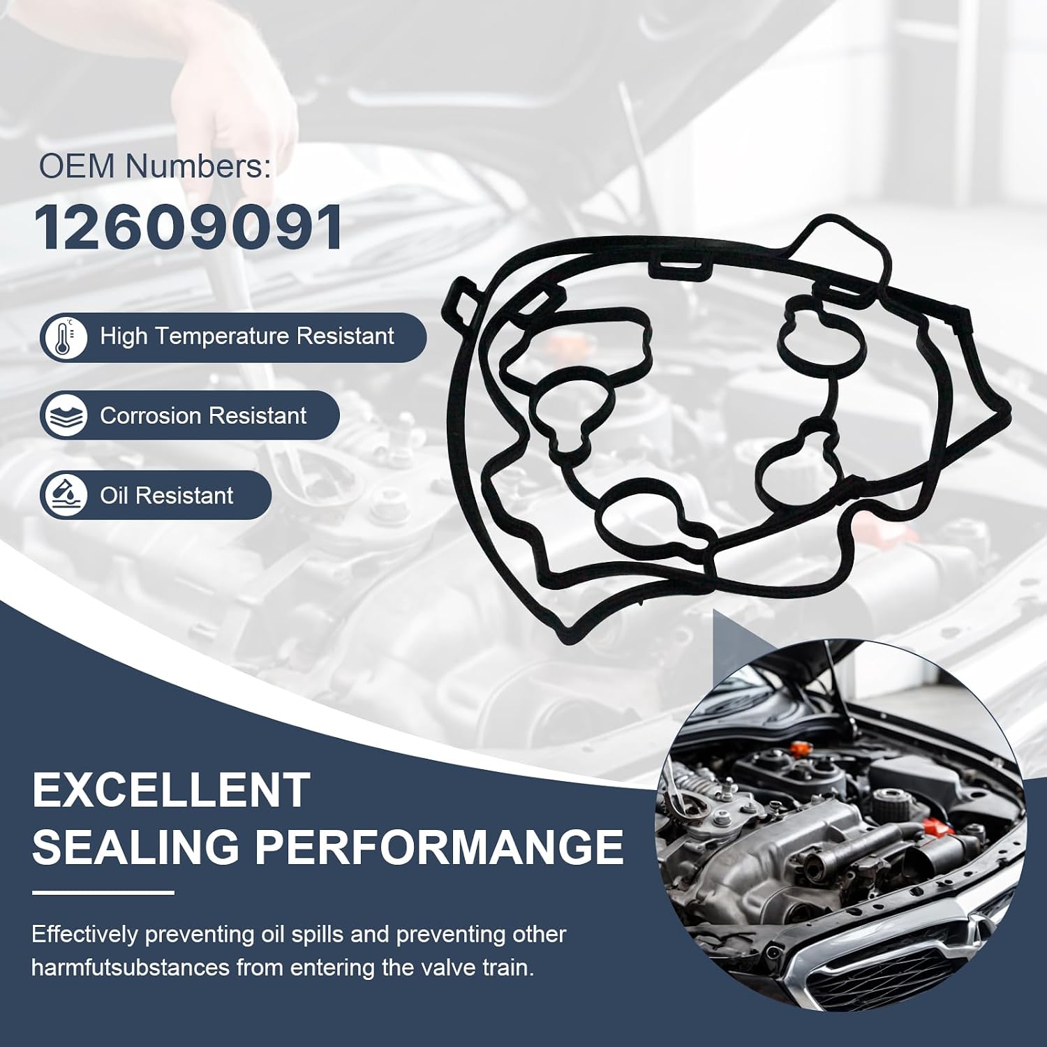 12609291 56049800 Valve Cover Gasket Kit for 2008-2017 Buick Lacrosse Regal Verano Chevy for Pontiac Solstice Saturn Sky 2.0L 2.4L 4L