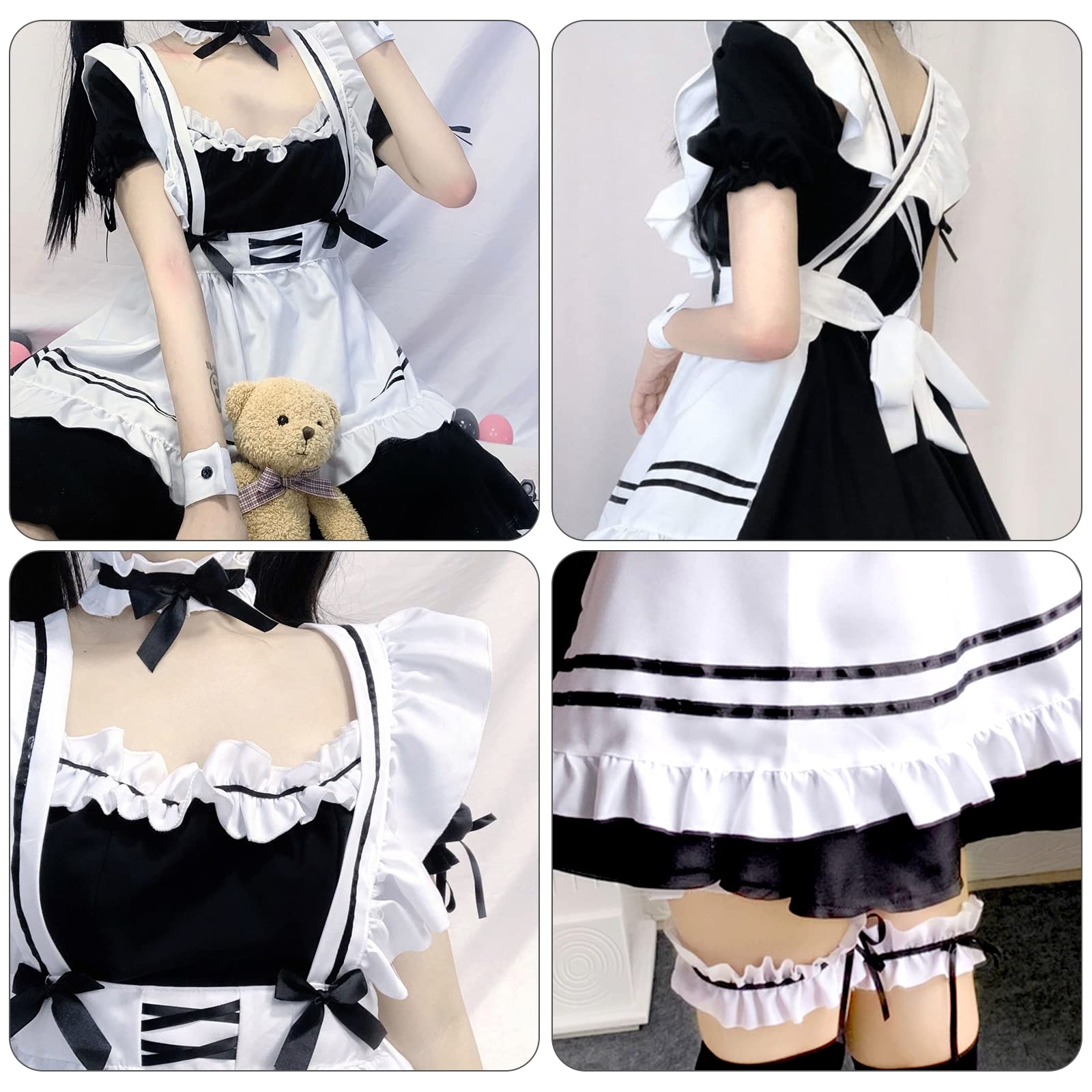 Maid Cosplay Dress, Anime Costume Set for Natale Carnevale Ballo in Costume