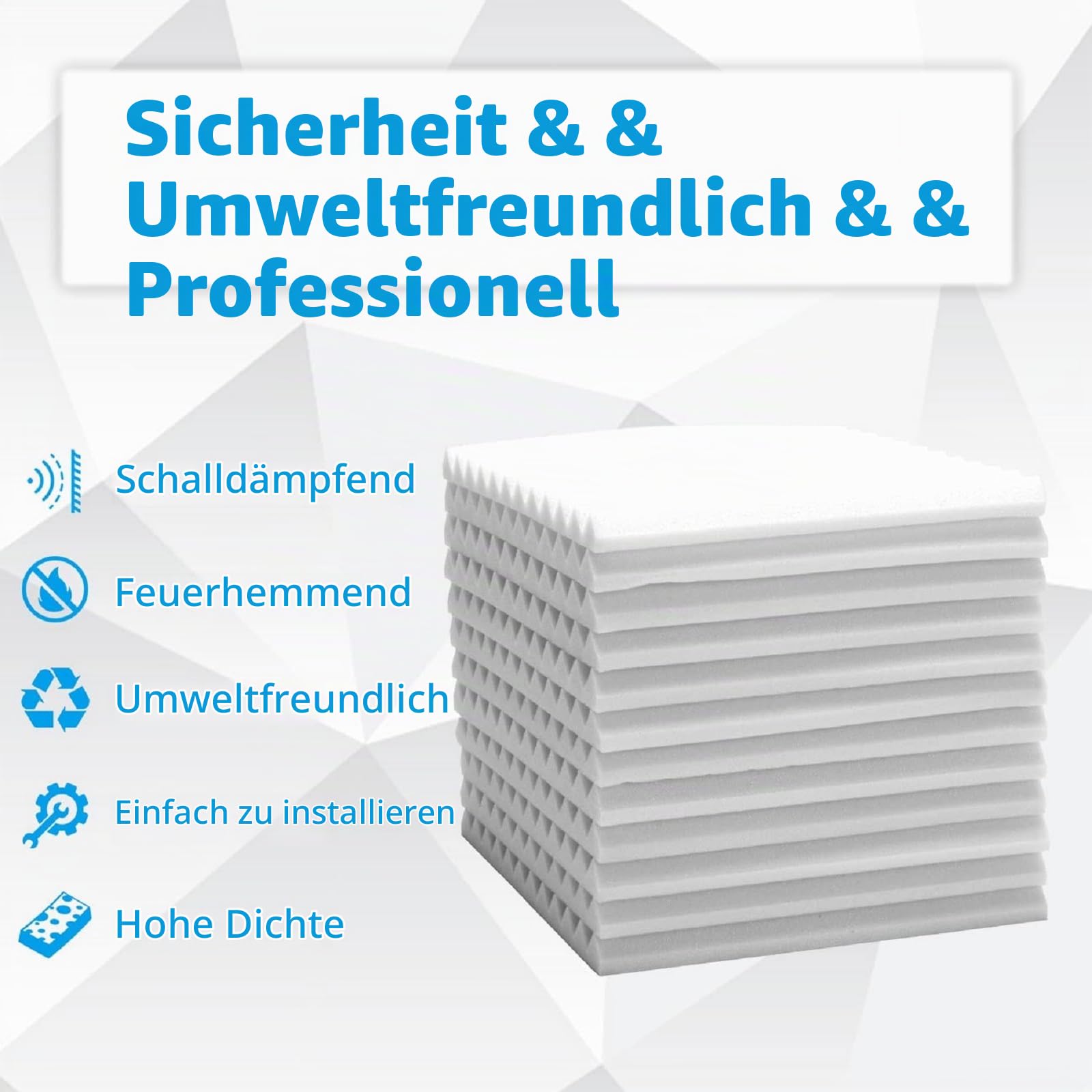 36 Stück Akustikschaumstoff Platten Schall Dämmung Noppenschaumstoff Schallabsorber Akkustik Schaumstoffmatte für Tonstudio Büro schaumstoffplatte weiß（30 x 30 x 2.5 cm）