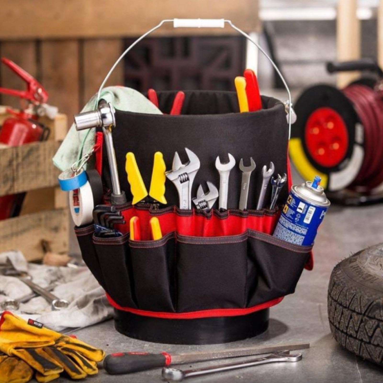 Secchiello per Attrezzi Borsa, Utensili Secchio Organizer, Secchio Tela Porta Utensile e Organizzatore, Organizer per Attrezzi Secchio per Attrezzi, Borsa Porta Attrezzi, Custodia per elettricista