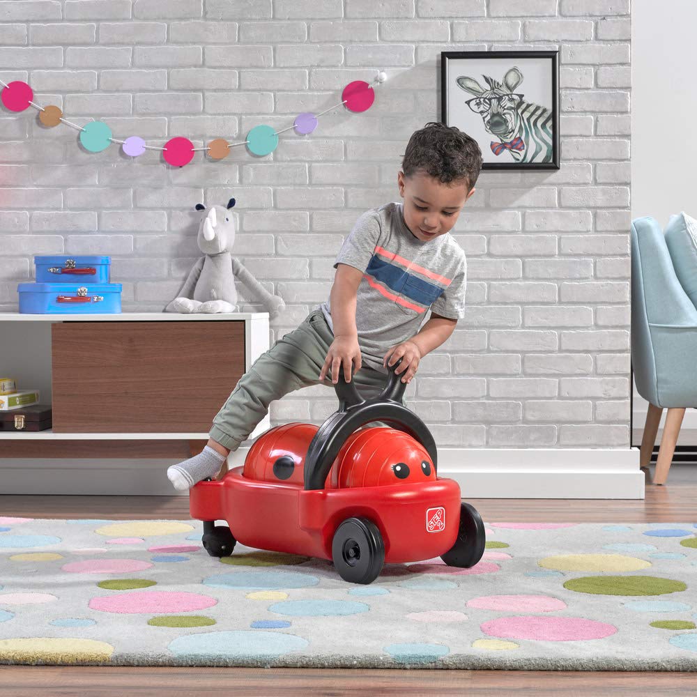 Step2 Bouncy Buggy Rutscher Marienkäfer | Spielzeug Fahrzeug & Hüpfball 2-in-1 in Rot & Schwarz | Kinderfahrzeug / Rutscherauto ab 2 Jahre