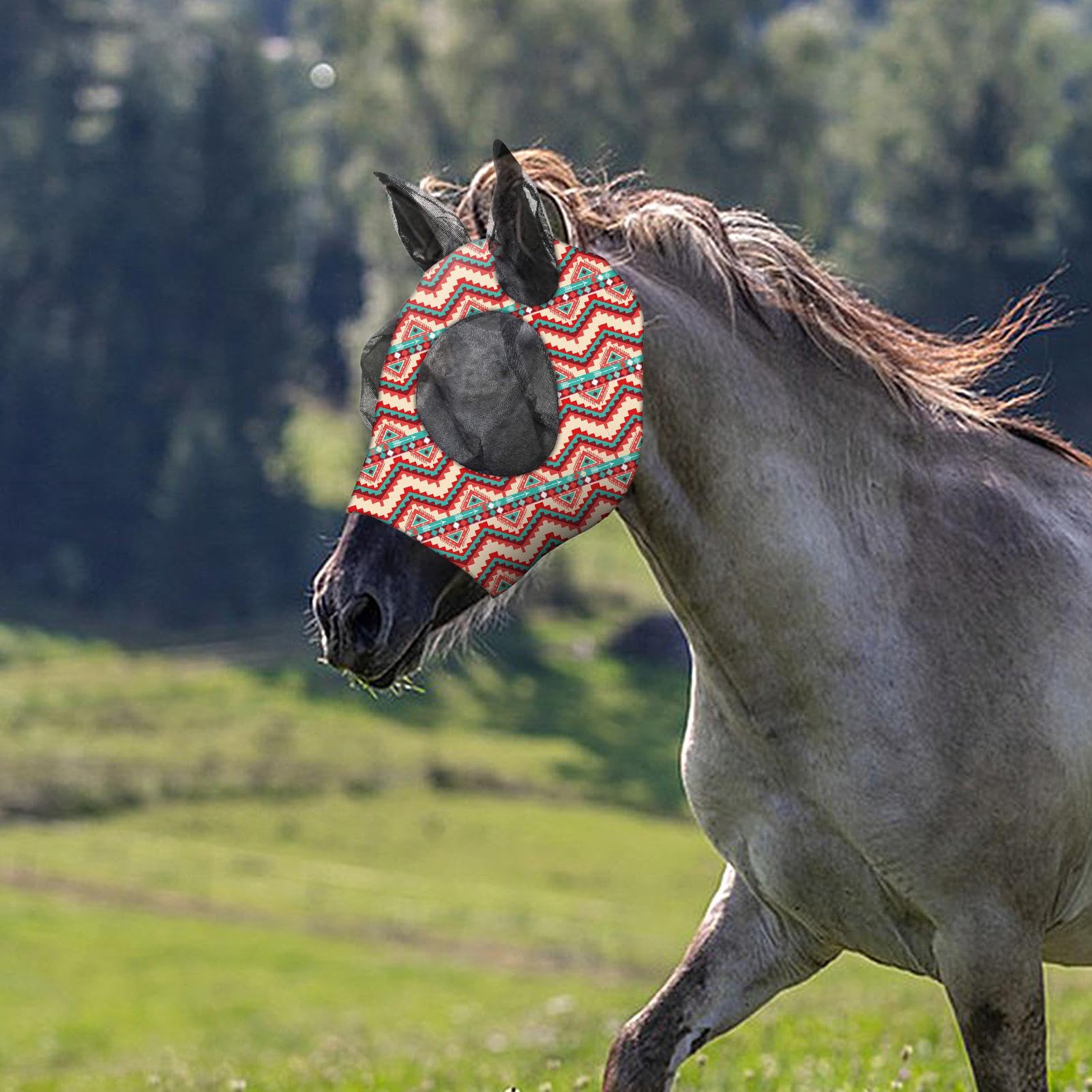 Generico Mascherina Antimosche Cavallo Coprifaccia Equino Traspirante Taglia M/L