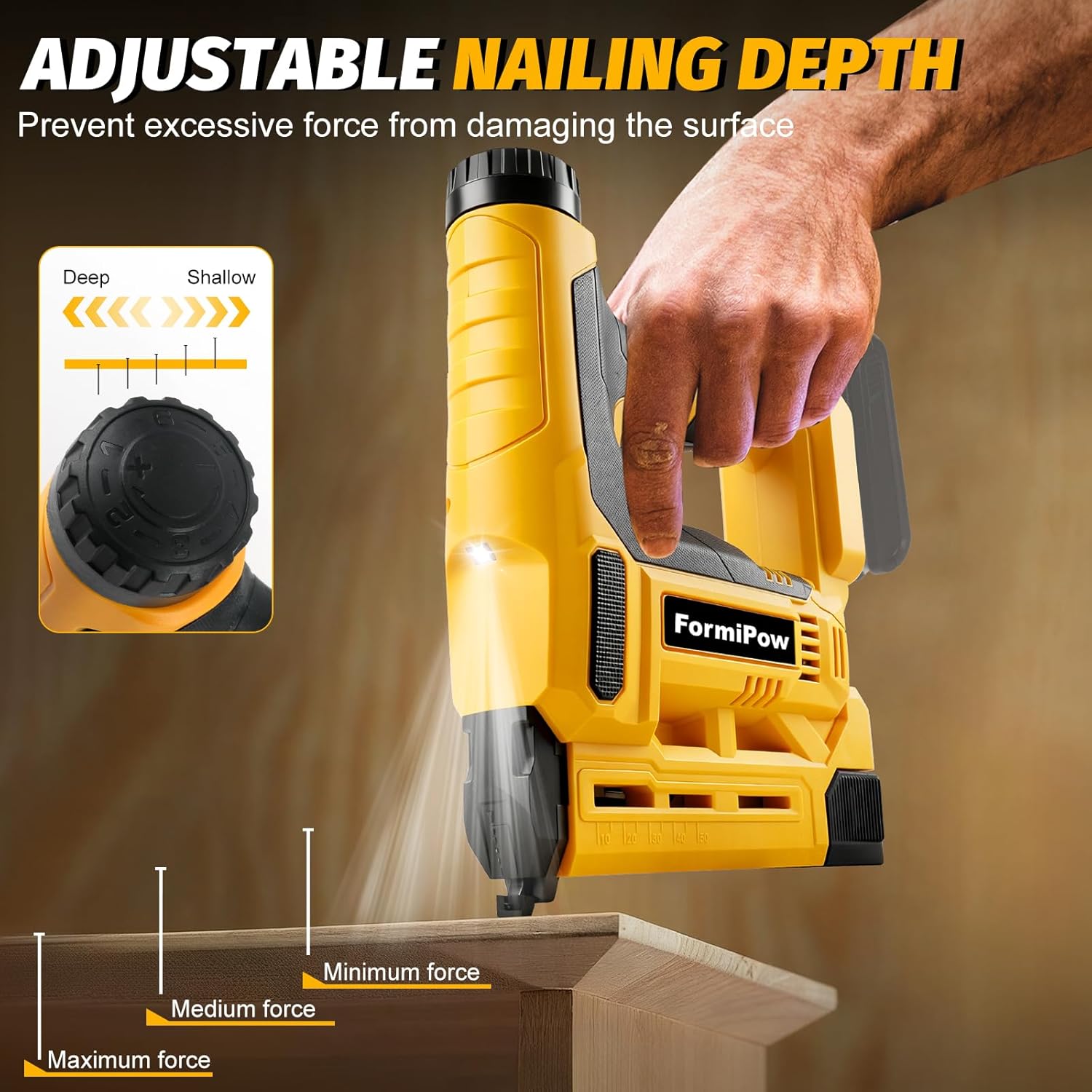 18 Gauge 2-in-1 Cordless Nail Gun for DeWalt 20V Battery, Brushless Brad Nailer & Stapler with 6-Depth Adjustment, 1000 Nails & Staples, LED Light for DIY Woodworking (Battery Not Included)