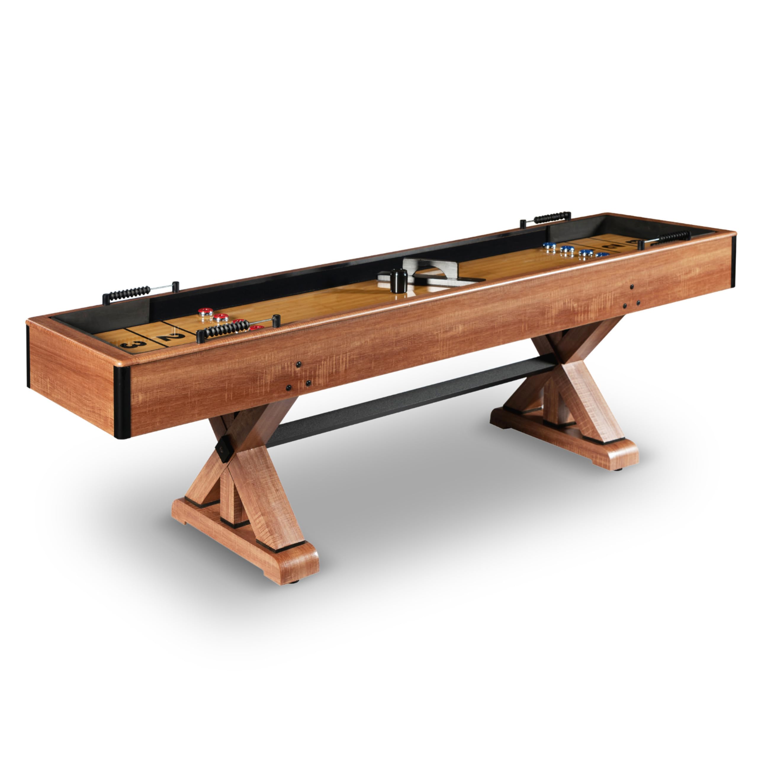 Hathaway Daulton 9-ft Shuffleboard Table for Family Game Rooms with Padded Sidewalls, Legs Levelers, 8 Pucks, Table Brush and Wax, White Oak Finish