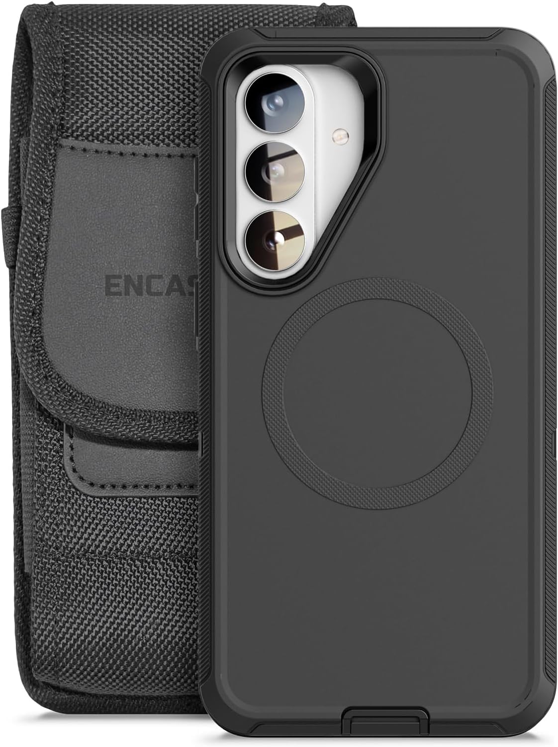 Encased 2-in-1 for Samsung Galaxy S26 Rugged Case + Holster Pouch Set, [360 Full Body] Protective Phone Case with Clip Pouch (Black)