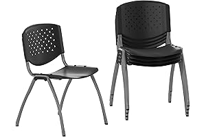 Flash Furniture Hercules Series Plastic Contoured Lobby Chairs with Perforated Backs, Ergonomic...