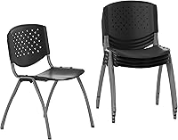 Flash Furniture Hercules Series Gray Plastic Stacking Chairs Set of 5, Ergonomic Perforated Back, 880 lb Capacity Office Lobby Chairs