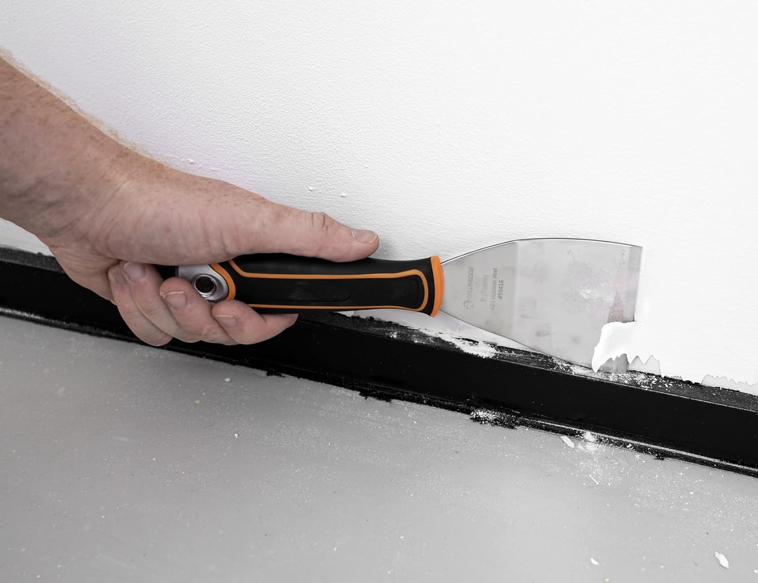 ROLLINGDOG 3 Inch Stainless Steel Paint Scraper - Bent Blade Putty Knife & Chisel Scraper for Wallpaper Removal, Floor Stripping, Carpet Trim – Ergonomic Handle with Hammer Cap