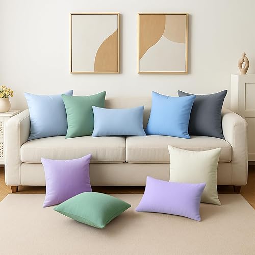 Vista 89 de Thmyo Paquete de 2 fundas de almohada cuadradas decorativas de algodón, fundas de almohada de sublimación en blanco, fundas de cojín blancas