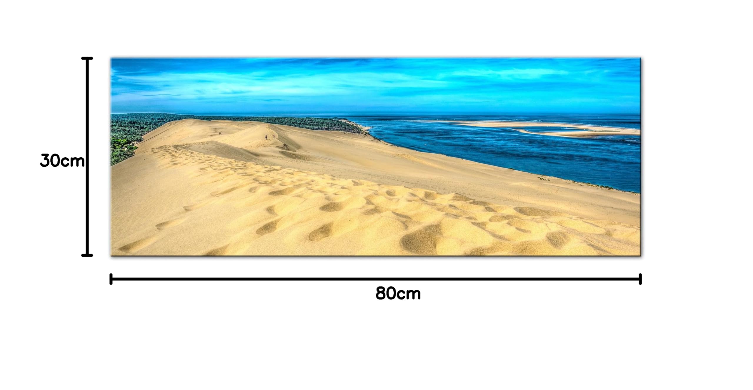 DECLINA Tableau paysage, decoration murale salon moderne, image sur toile, Tableau déco toile Dune du Pilat, 80x30 cm