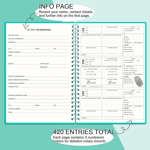 Miniatura 2 de Notary Journal - Cuaderno de registro, 7 x 10 pulgadas, cuaderno de notario encuadernado en espiral, cubierta flexible, suministros para notario,